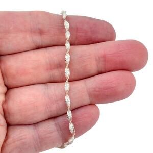 Estate Italy Sterling Silver 925 2.9mm Twisted Chain Bracelet 7"